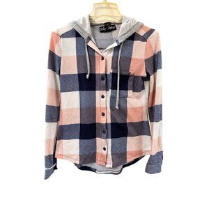 🌸3/$15🌸Blue, Pink, White Plaid Hooded Thin Soft Flannel sz XS